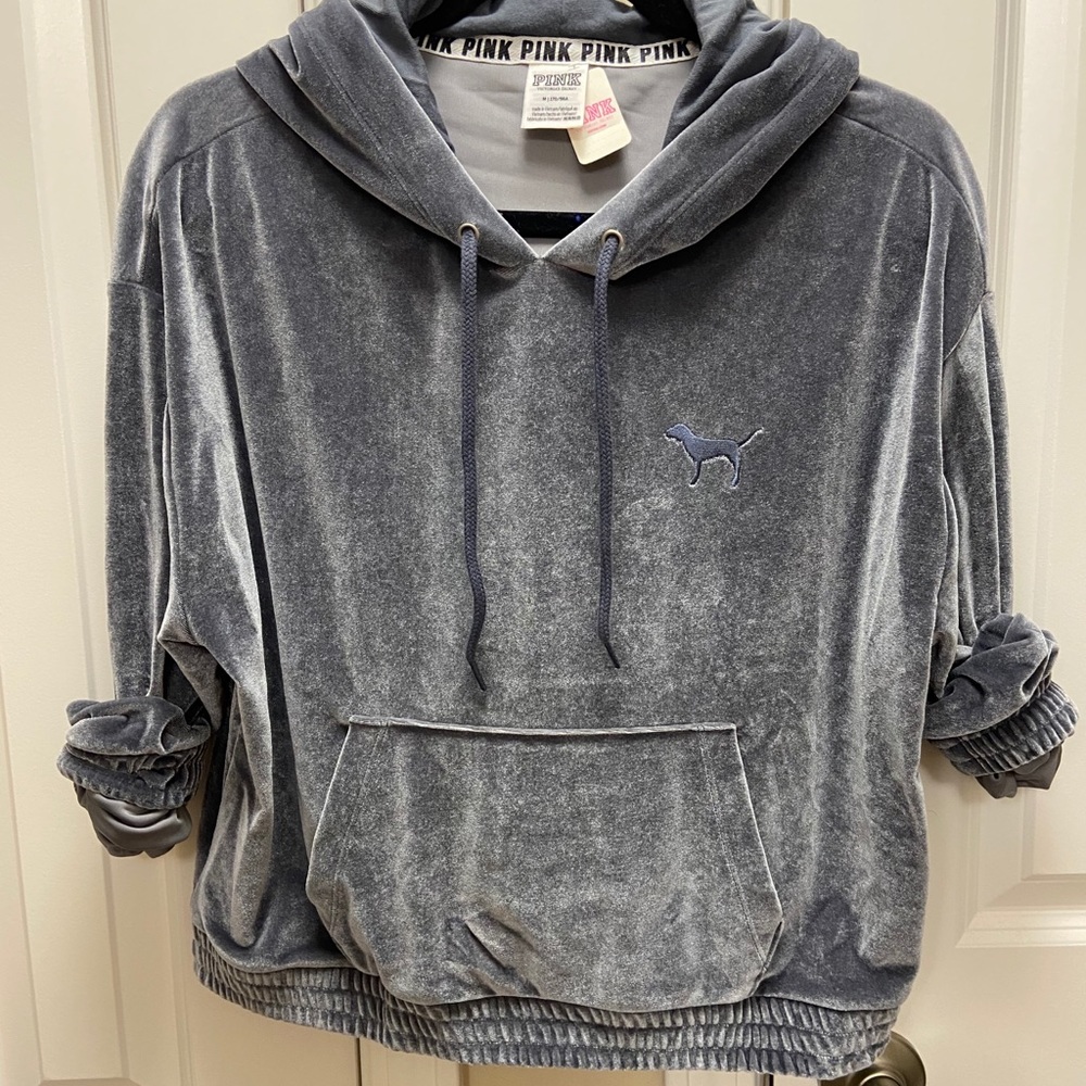 Velour Cropped Hooded Jacket